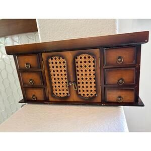 Vintage Oak Jewelry Box With Music Made In Japan 13"